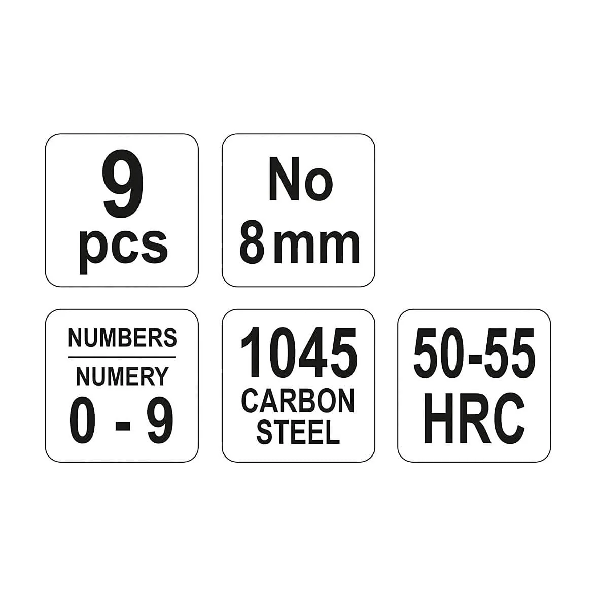 Yato 8 mm Number Stamps YT-6855, 73 mm Length | ToolBuy