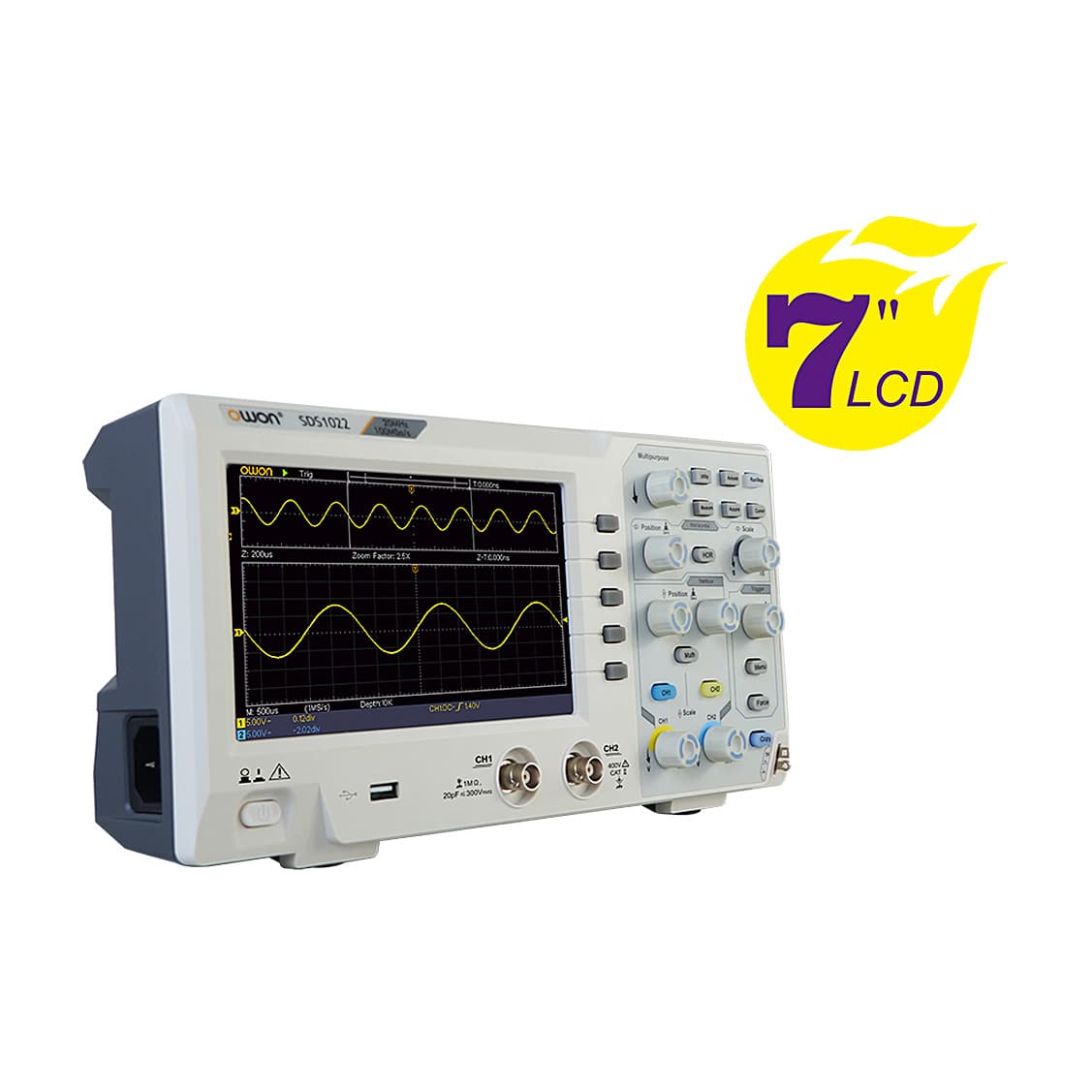 Owon 200MHz / 1GS/s Dual Channel Economical Type Digital Storage Oscilloscope, SDS 1202