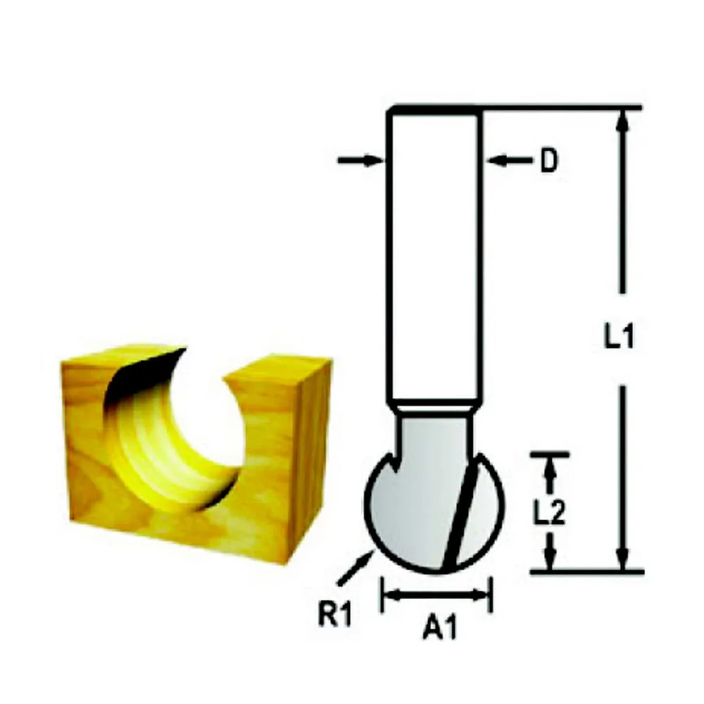 Makita 8.00 mm Router Bit (Ball Groove Bit), D-48125