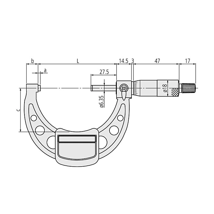 Mitutoyo 50 - 75 mm Outside Micrometer (Economy Design), 103-139-10