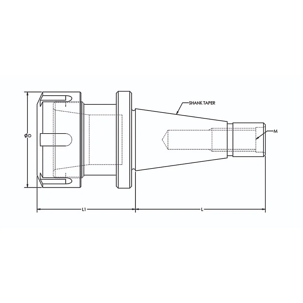 Tooltech ISO-50 / 65 mm Dia. ISO Taper Collet Adapter (E Type), ISO-50E-40