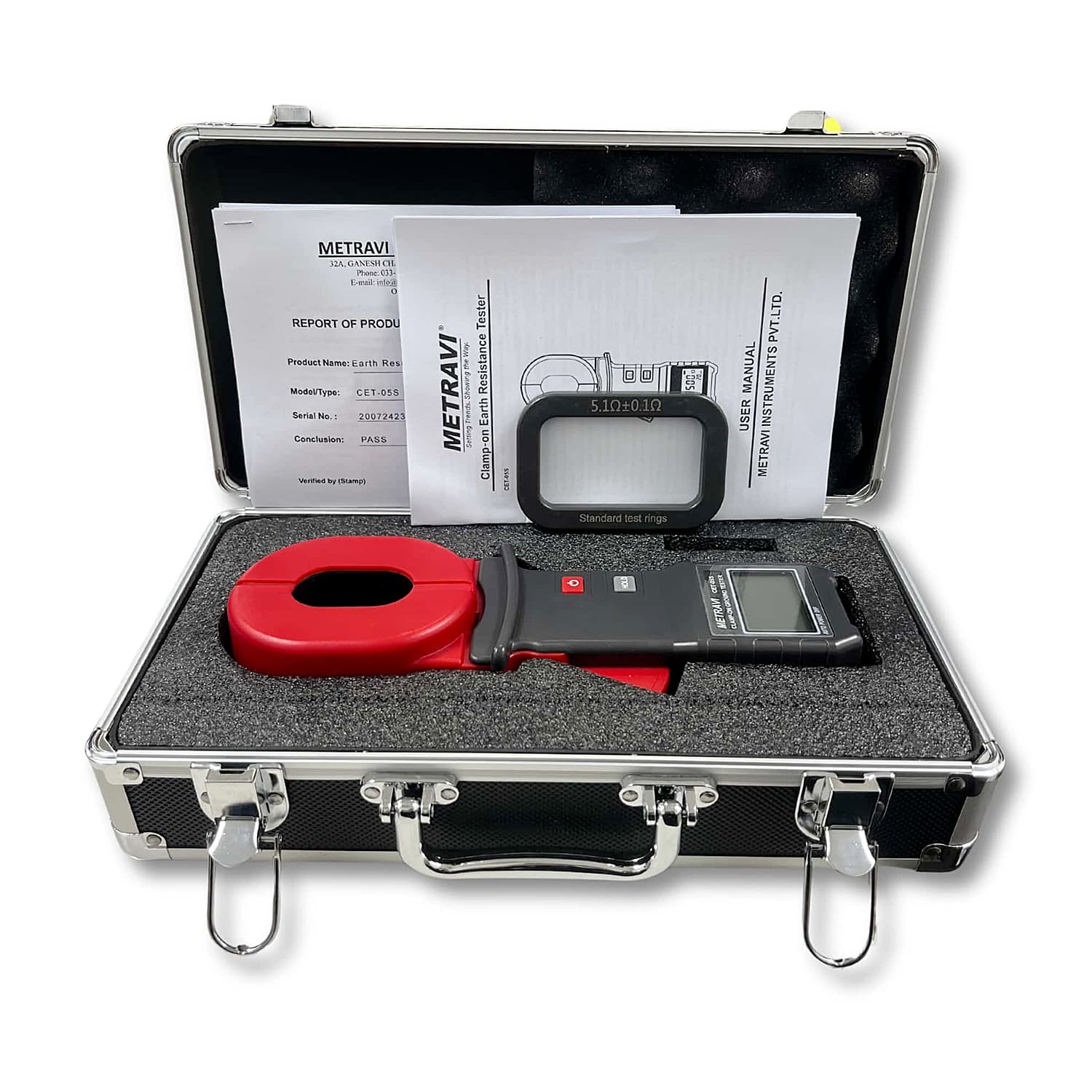 Metravi 4 Digits / 0.01 Ohm - 500 Ohm Resistance Range Clamp-On Earth & Ground Resistance Tester, CET-05S