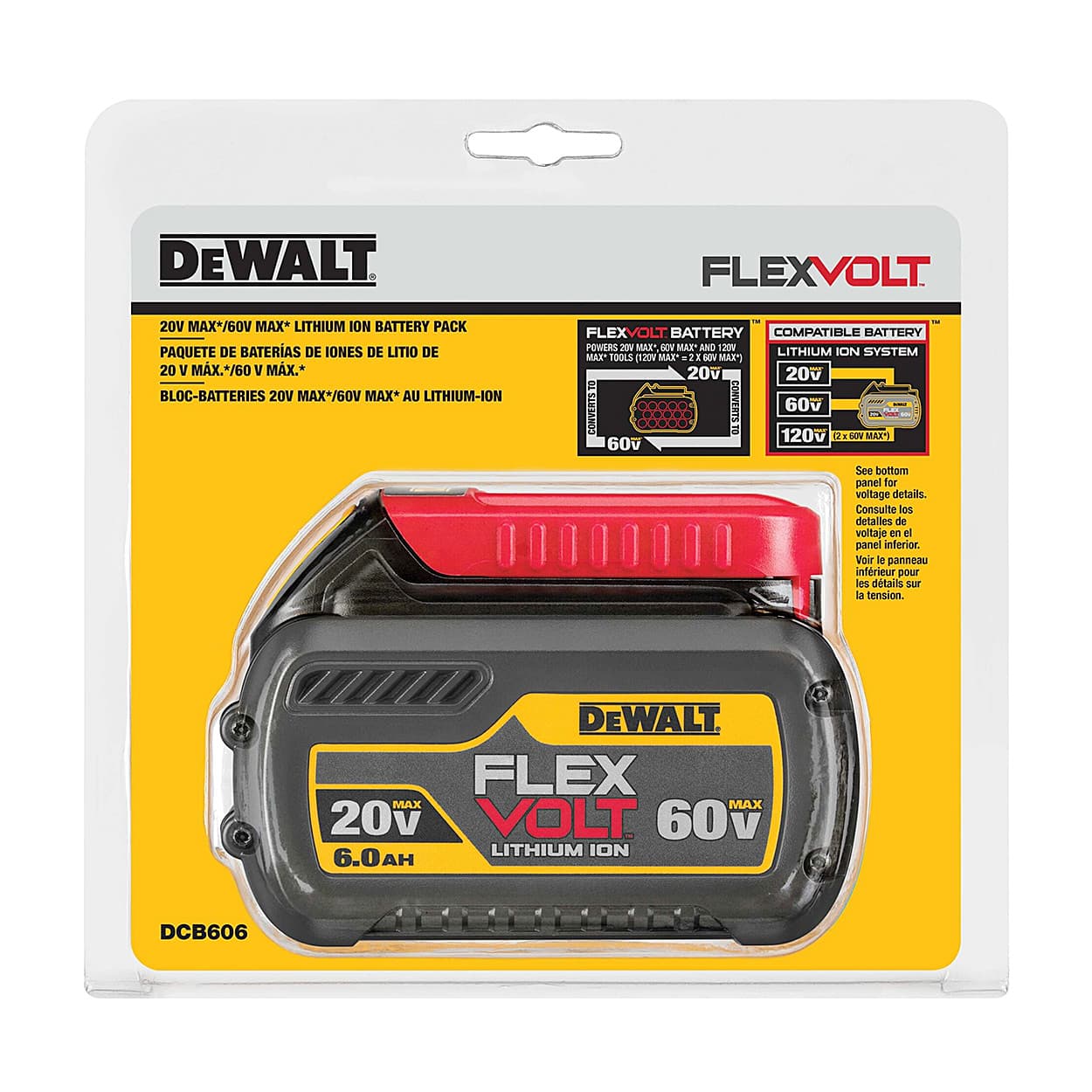 Dewalt 18V/54V / 6.0 Ah Li-ion Battery Pack (FLEXVOLT), DCB606-B1