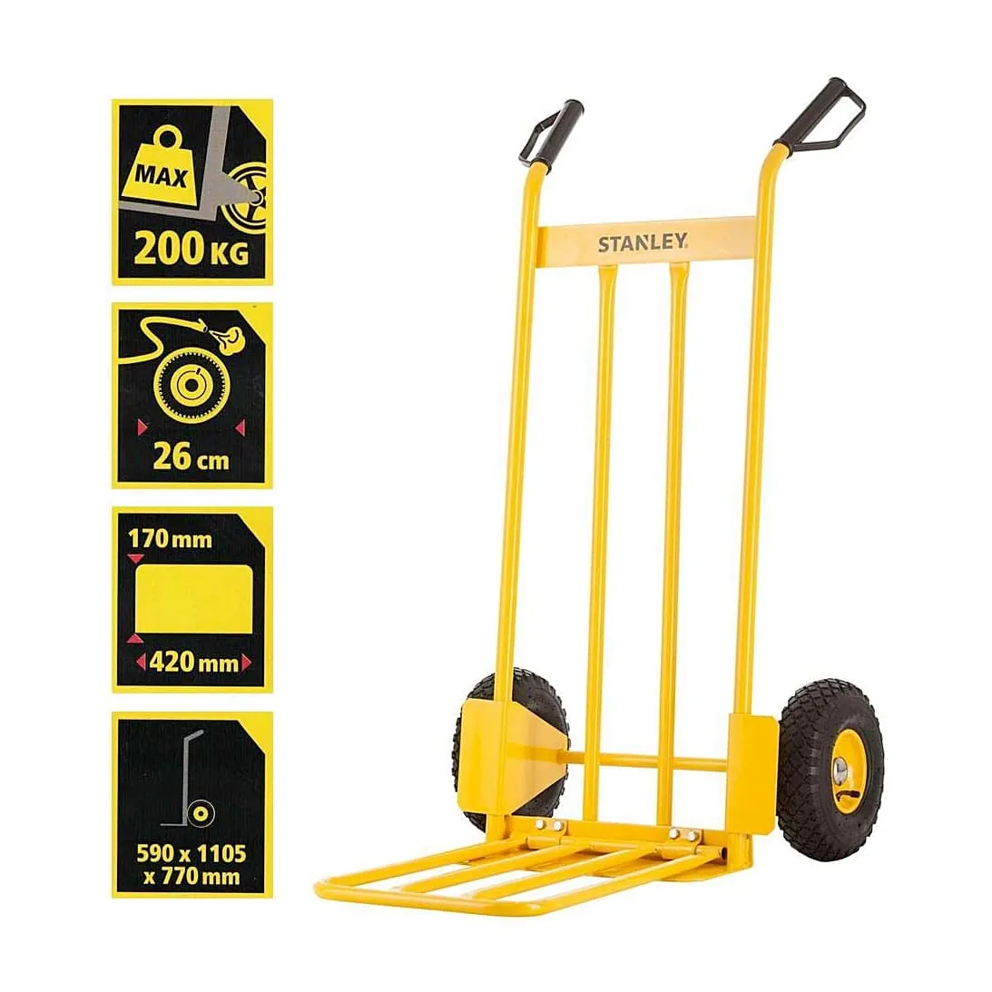Stanley 200 Kg Load Capacity Industrial Steel Hand Truck, SXWT-HT535