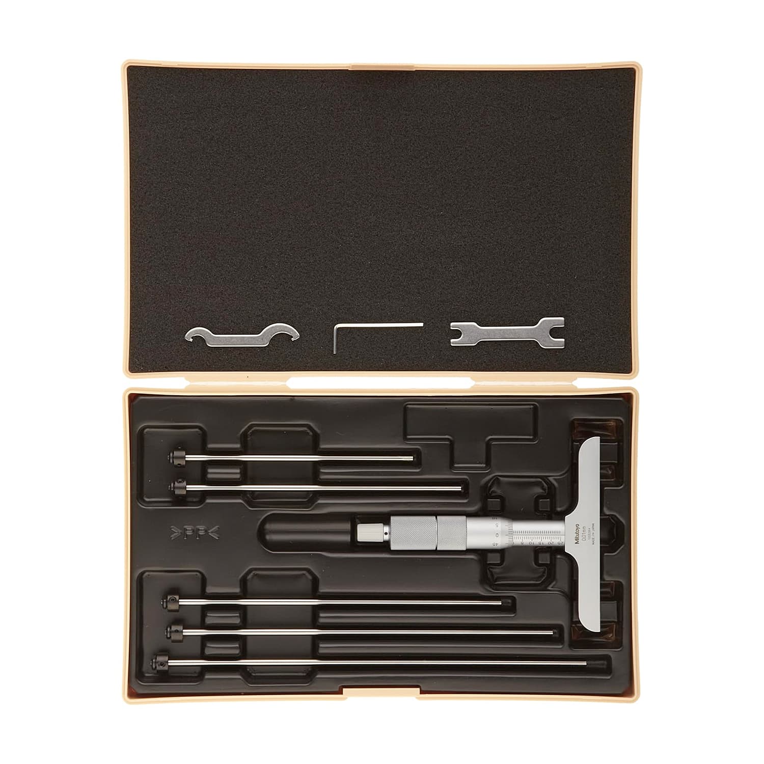Mitutoyo 0 - 150 mm Depth Micrometer with Interchangeable Rods (101.6 mm Base Width), 129-116
