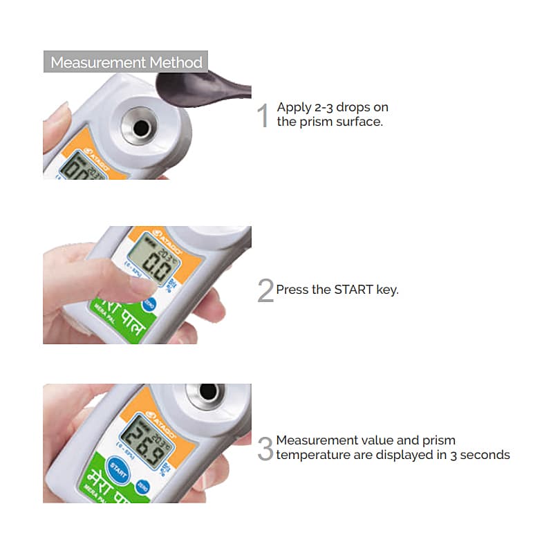 Atago 0.0 - 53.0% Brix Pocket Digital Handheld Pocket Refractometer, MERA PAL