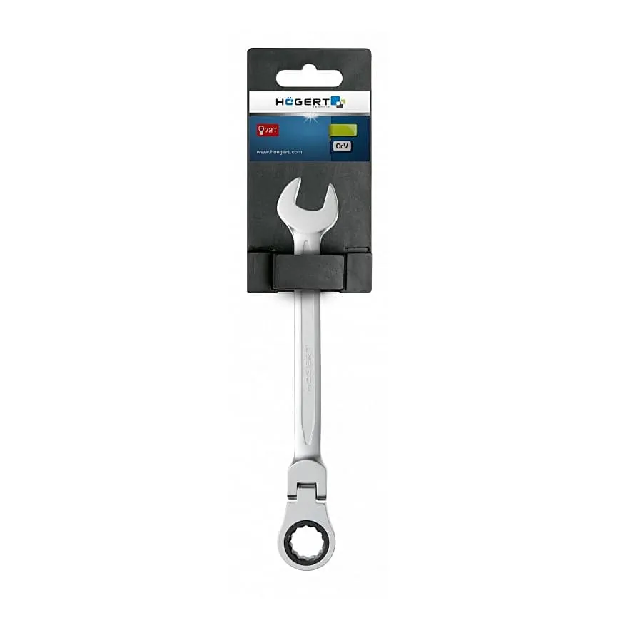 Hogert 15 mm Combination Ratchet Spanner With Flexible Head, HT1R055