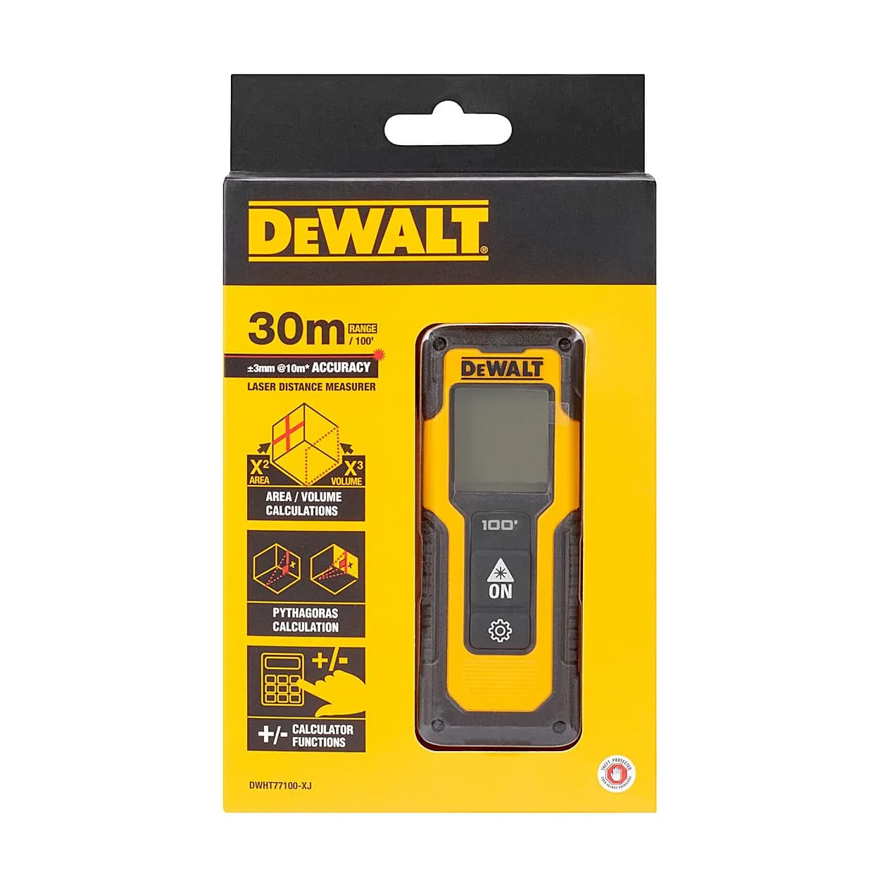 Dewalt 30 Mtr Pocket Laser Distance Measurer For Distance Area & Volume Measurement With Colour Screen, DWHT77100-XJ
