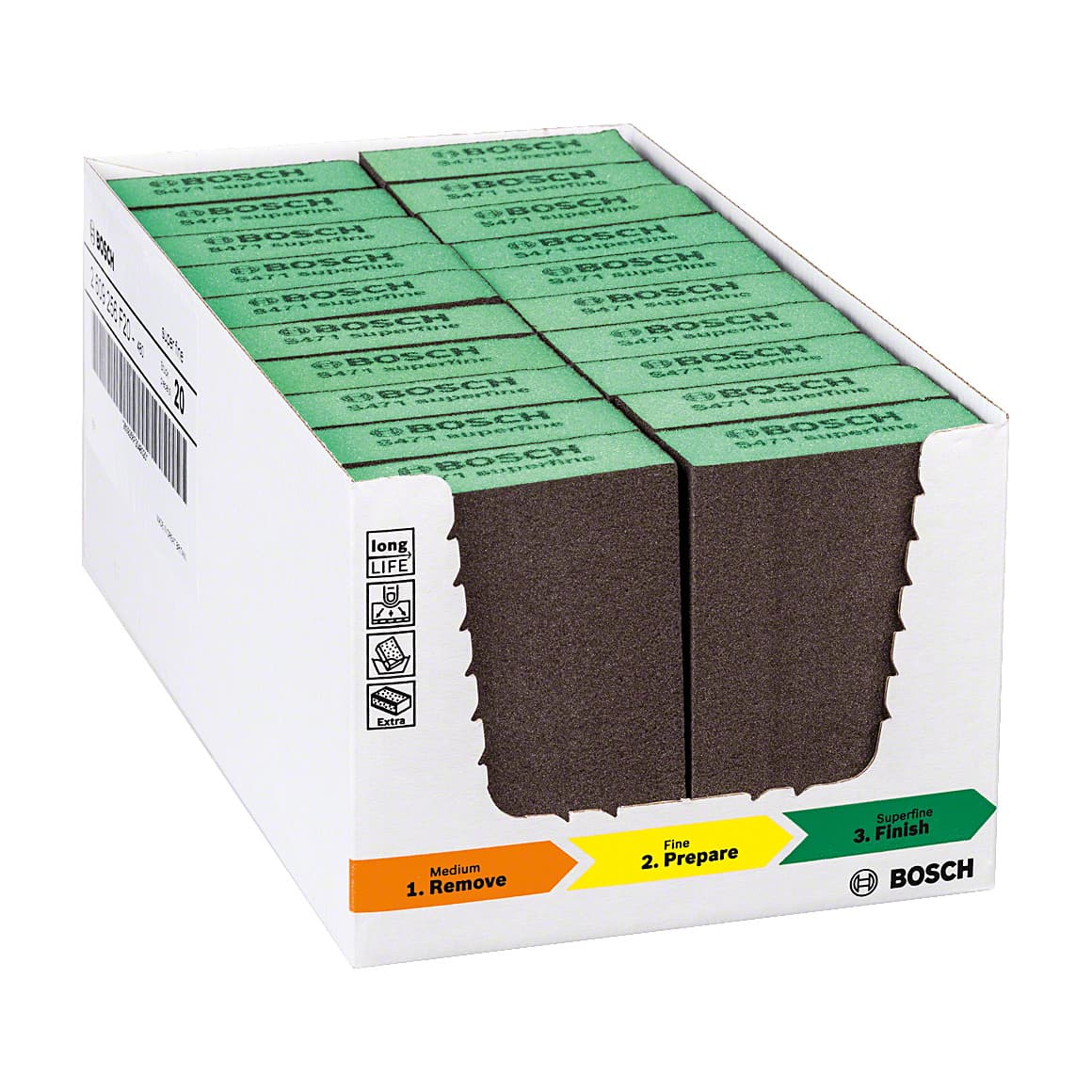 Bosch 69 x 97 x 26 mm Foam Abrasives S471 Std Block (Super Fine Grit), 2 608 625 005