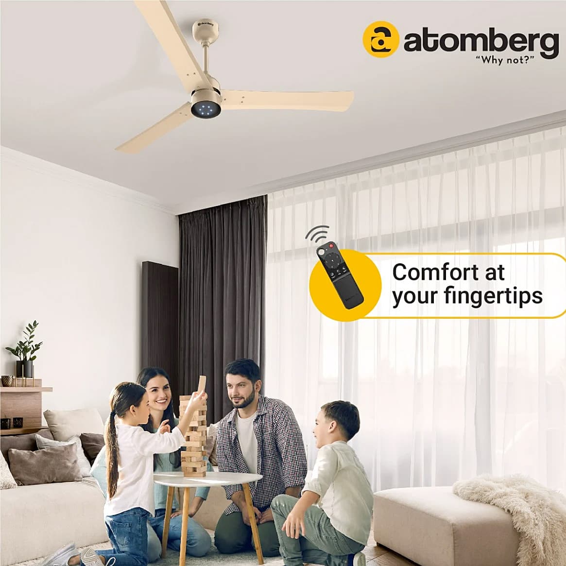 Atomberg Renesa+ 1200 mm Energy Efficient Dust Resistant Ceiling Fan With BLDC Motor & Remote (Metallic Gold)