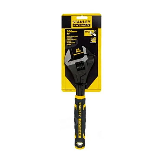 Stanley 300 mm / 12 inch Fatmax Bi-Material Quick Adjustable Wrench (Black Phosphate Finish), FMHT13128-0