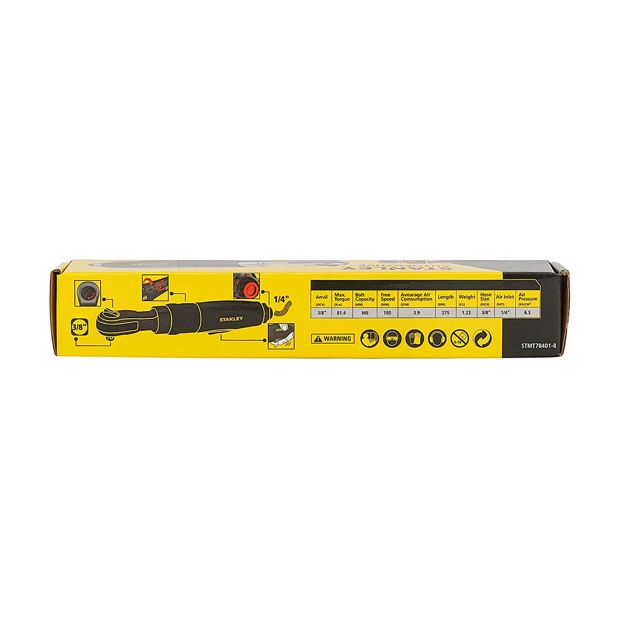 Stanley 3/8 inch Chrome Molybdenum Steel Air Ratchet Wrench, STMT78401-8