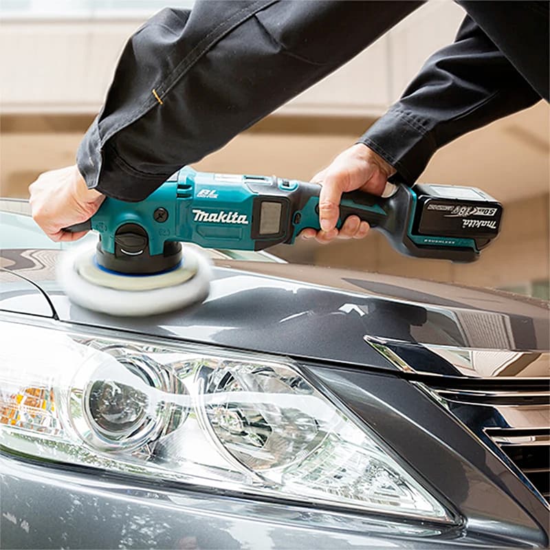 Makita 18V LXT BL 125 mm (5") Cordless Random Orbit Polisher with Rapid Charger & 2 Pcs 5.0Ah Batteries, DPO500RTE