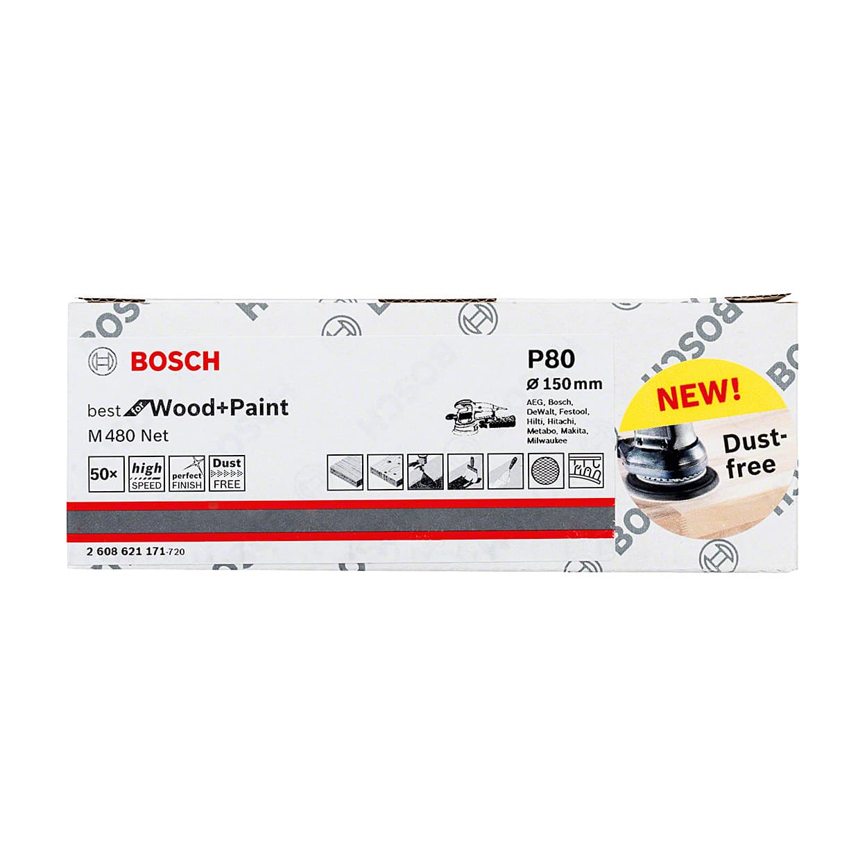 Bosch NET 150 mm / 80 Grit (Pack of 50 Pcs), 2 608 621 171