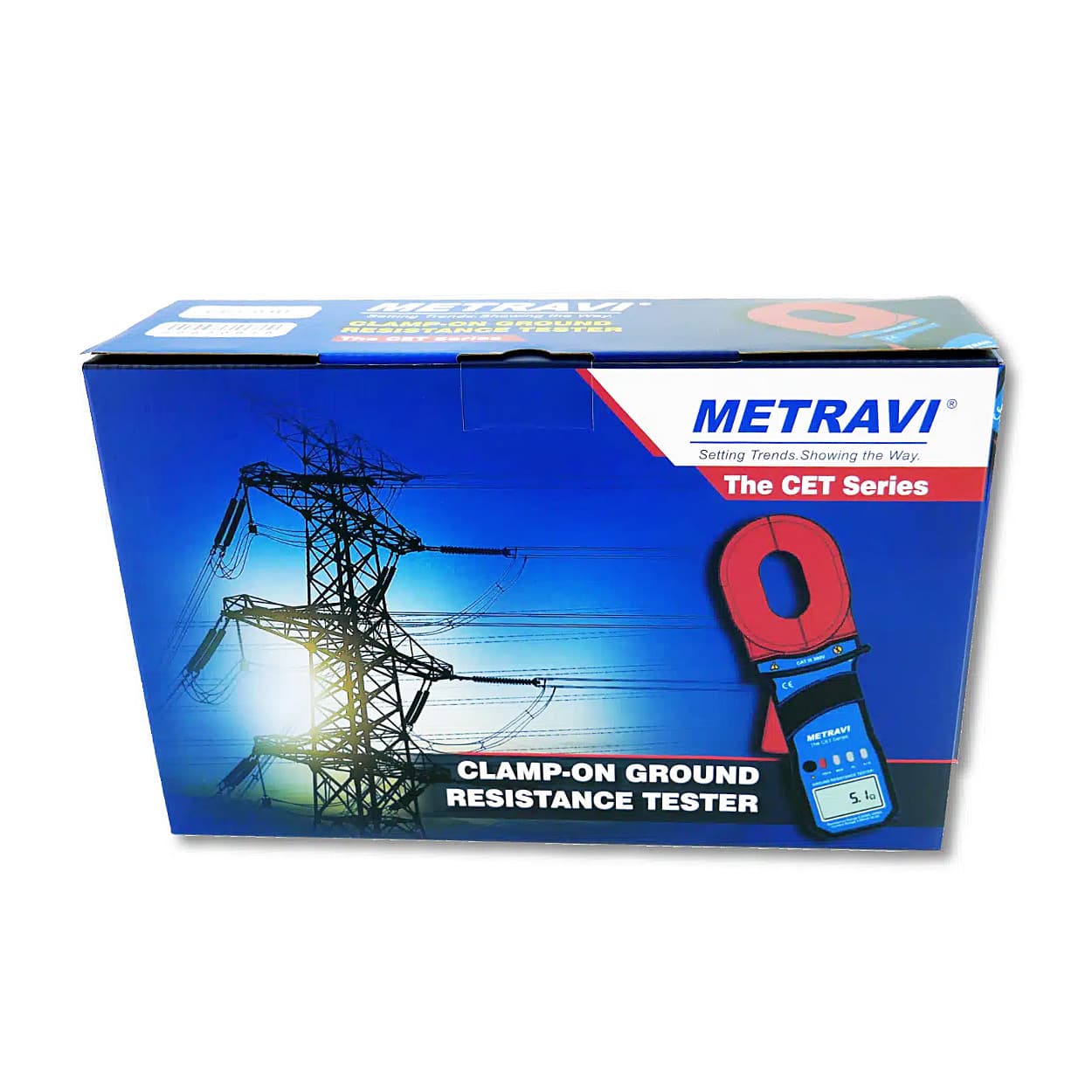 Metravi 4 Digits / 0.01Ohm - 1500Ohm Clamp-On Earth & Ground Resistance Tester With Bluetooth, CET-02B