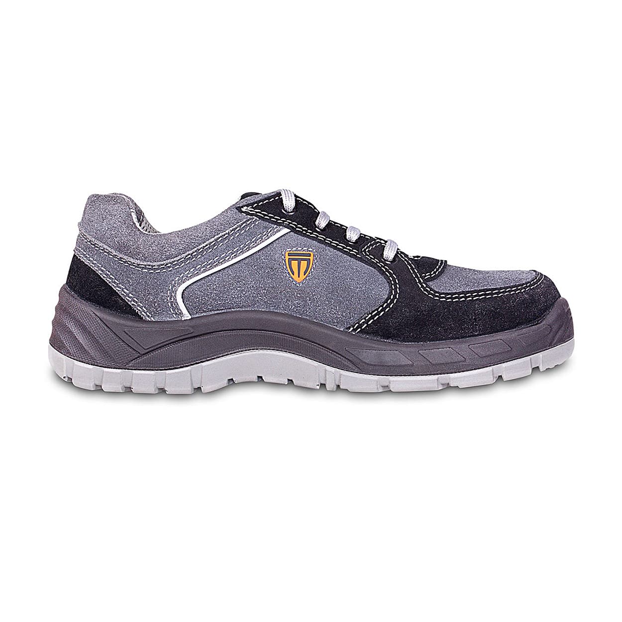 Tagra Low Ankle Double Density Buff Suede Leather Safety Shoes - Steel Toe (Black & Grey), Active Lo