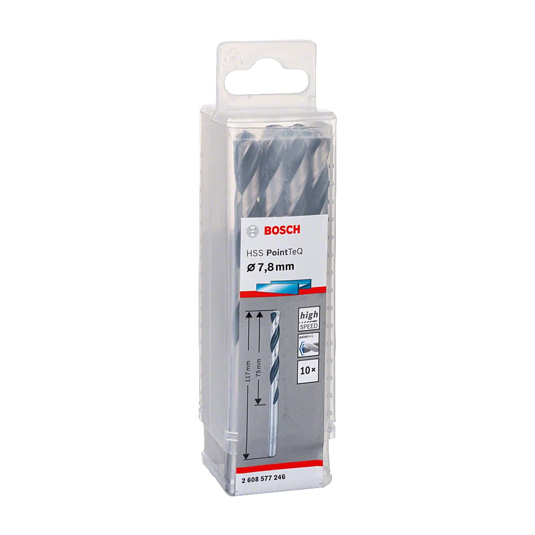 Bosch 7.80 mm HSS Metal Drill Bits PointTeQ Range (Pack of 10 Pcs), 2 608 577 246