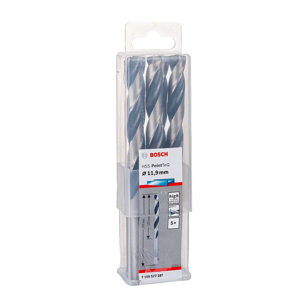 Bosch 11.90 mm HSS Metal Drill Bits PointTeQ Range (Pack of 5 Pcs), 2 608 577 287