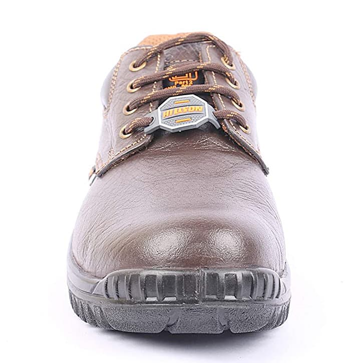 Hillson ISI Marked Single Density Grain Leather Argo Safety Shoes - Steel Toe (Brown & Black)