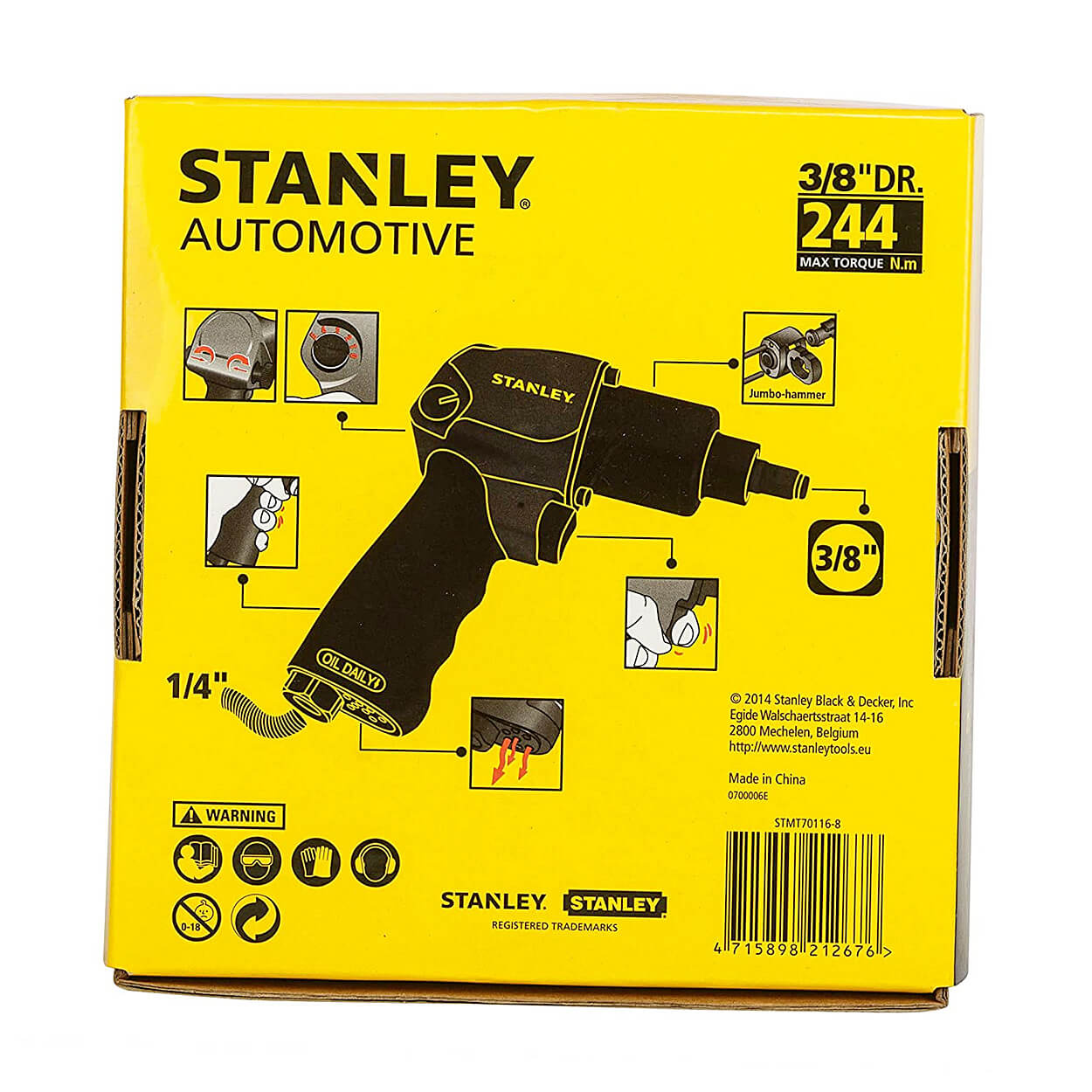 Stanley 3/8 inch Chrome Molybdenum Steel Pneumatic Impact Wrench, STMT70116-8