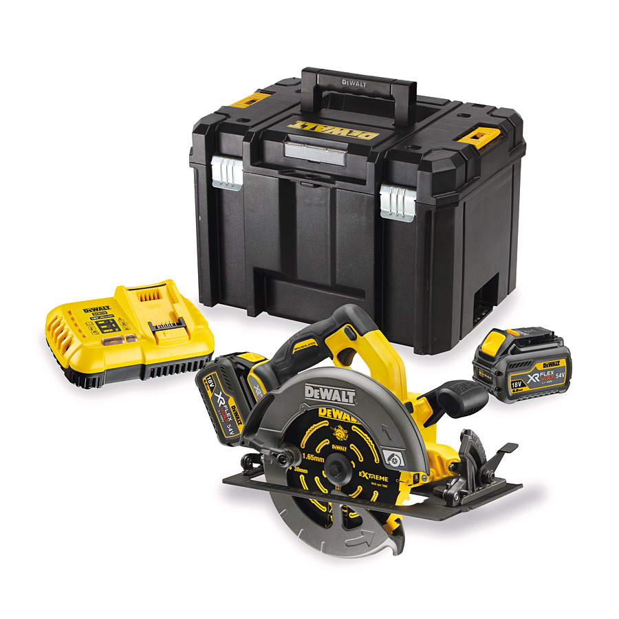 Dewalt 54V 67mm XR FLEXVOLT Li-ion Cordless Circular Saw with Brushless Motor 2X6.0Ah Batteries Included, DCS575T2-QW