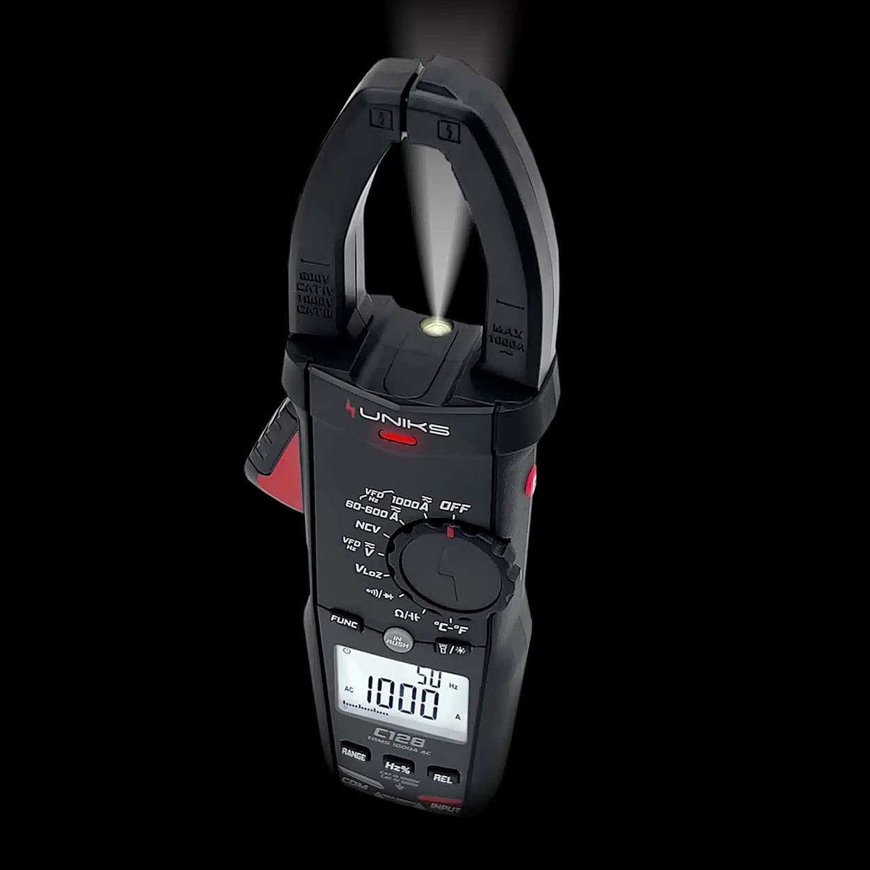 Uniks 6000 Count / 1000A Digital TRMS AC/DC Clamp Meter, C-128
