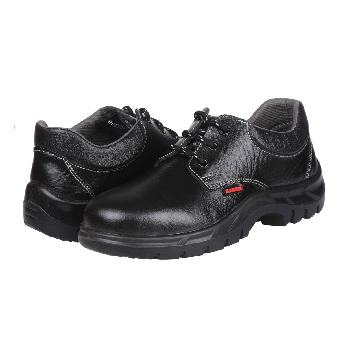 Karam Men's Grain Leather Deluxe Safety Shoe - Steel Toe (Black), FS02BL