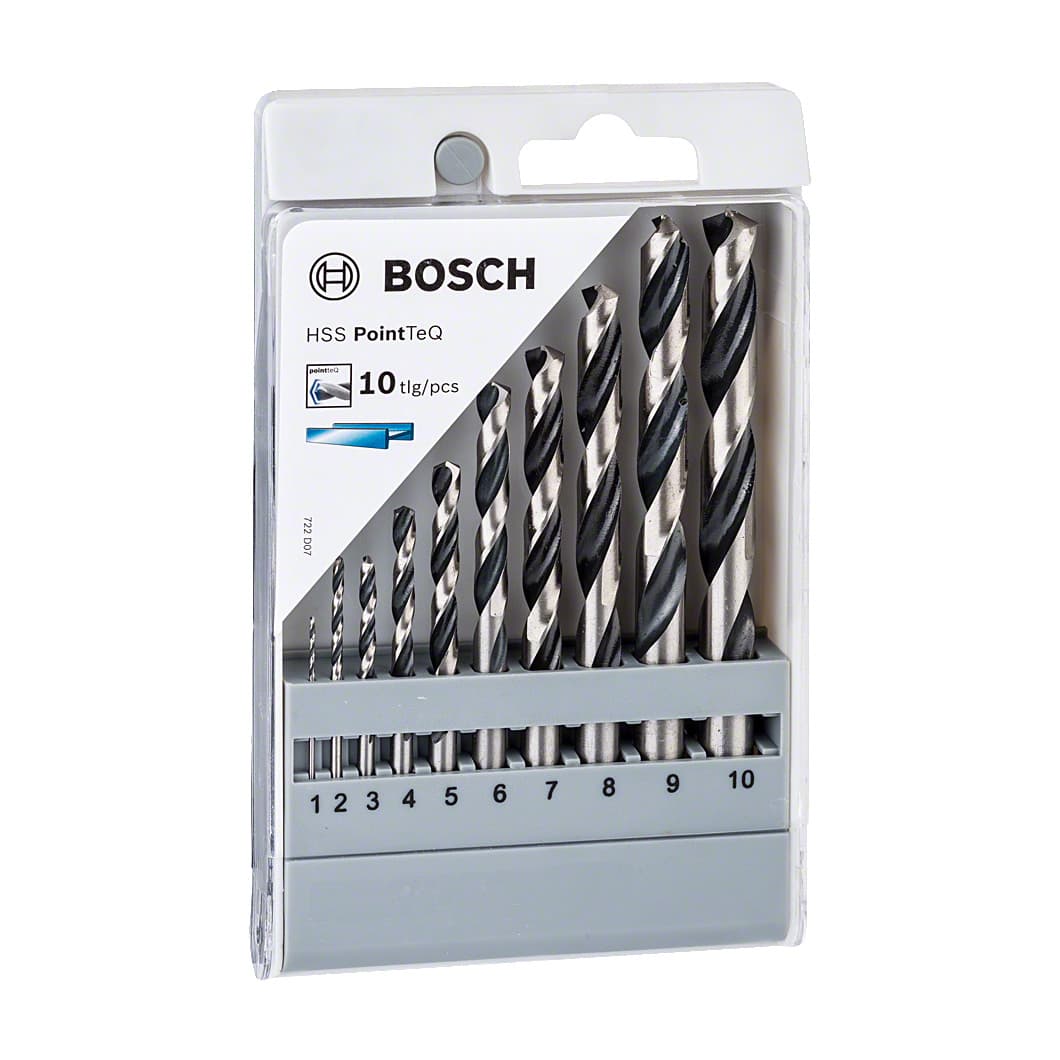 Bosch 10 Pcs PointTeQ HSS Twist Drill Bit Set, 2 608 577 348