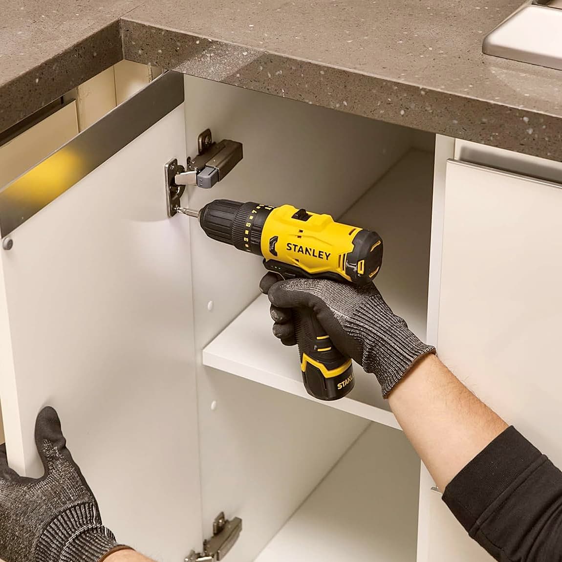 Stanley 12V / 2.0 Ah / 10 mm Brushed Cordless Hammer Drill Driver with 2 Batteries & Charger, SCH10D2K