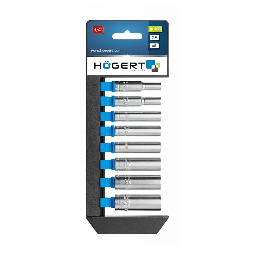 Hogert 8 Pcs 1/4 Inch Sq. Drive Deep Socket Set, HT1A886