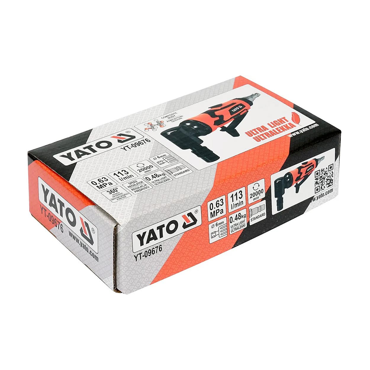 Yato 6 mm Composite Body Pneumatic Air Angle Grinder, YT-09676