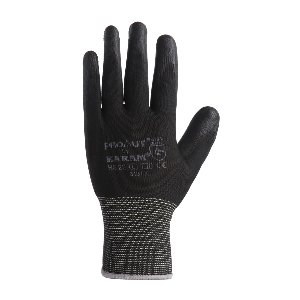 Karam Black Supported Hand Gloves (Large) (Pack Of 12 Pair), HS22