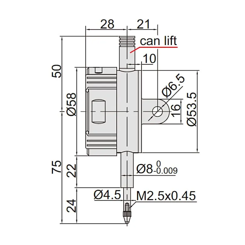 Insize 0 - 12.7 mm / 0.5 inch Flat Back Digital Indicator with Transmission Button & Signal Light (Advanced Type), 2139-10F