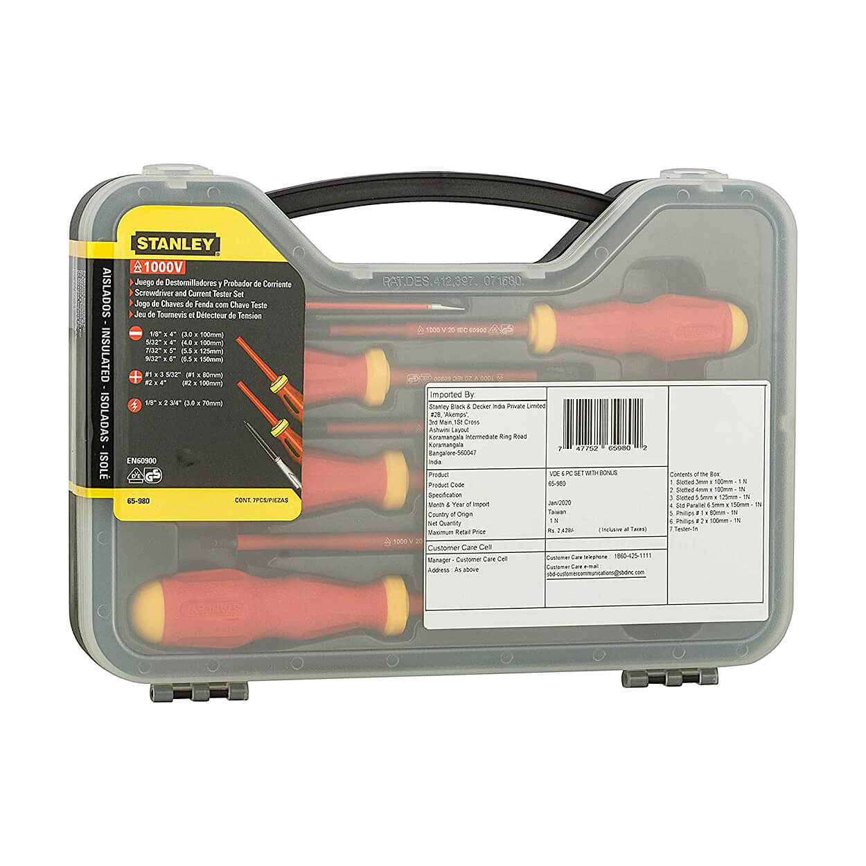 Stanley 7 Pcs VDE Screwdriver Set With Bonus Tester, STMT60175