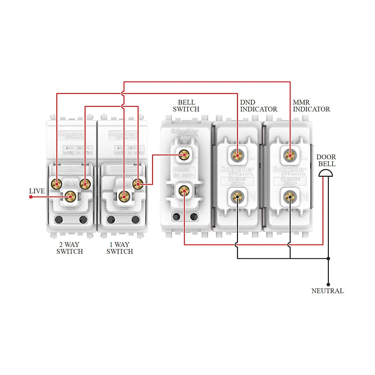 Schneider Electric Zencelo Do Not Disturb Switch - White (Pack of 10 Pcs), INH8452