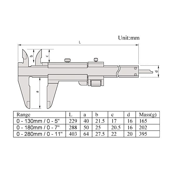 Mitutoyo 180 mm / 7 inch Vernier Caliper With Fine Adjustment, 532-120