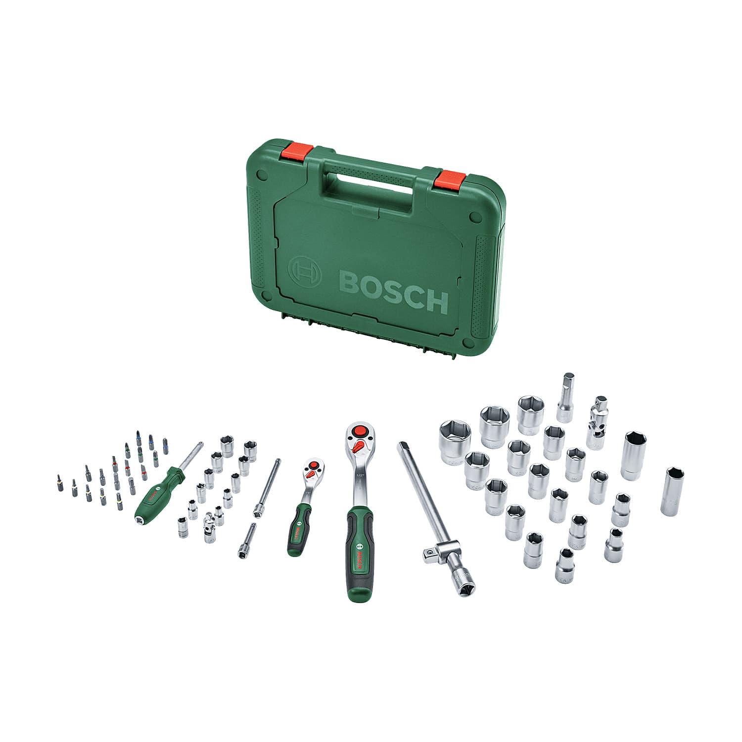 Bosch 57 Pcs 1/4 & 1/2 inch Sq. Drive Socket Set, 1 600 A02 Z9G