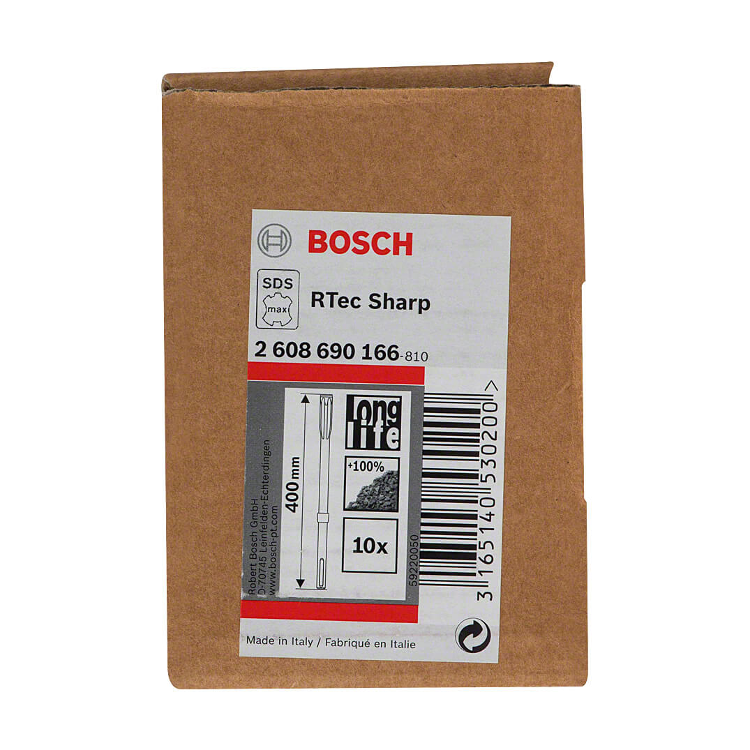 Bosch 25 x 400 mm Flat Chisel with SDS Max Shank (Pack of 10 Pcs), 2 608 690 575