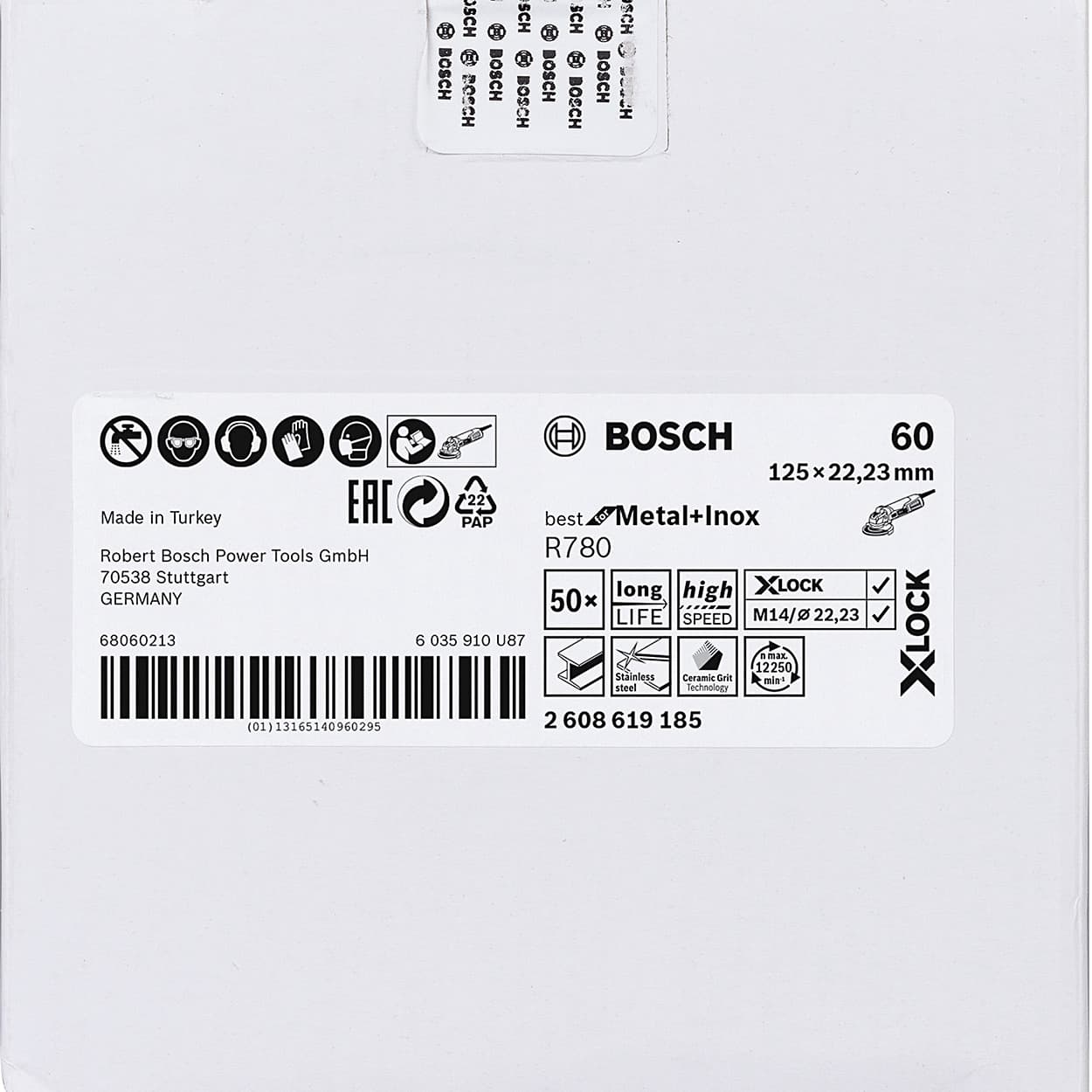 Bosch 125 mm / 60 Grit X-LOCK Fibre Disc Star Hole R780 Best For Metal & Inox, 2 608 619 185