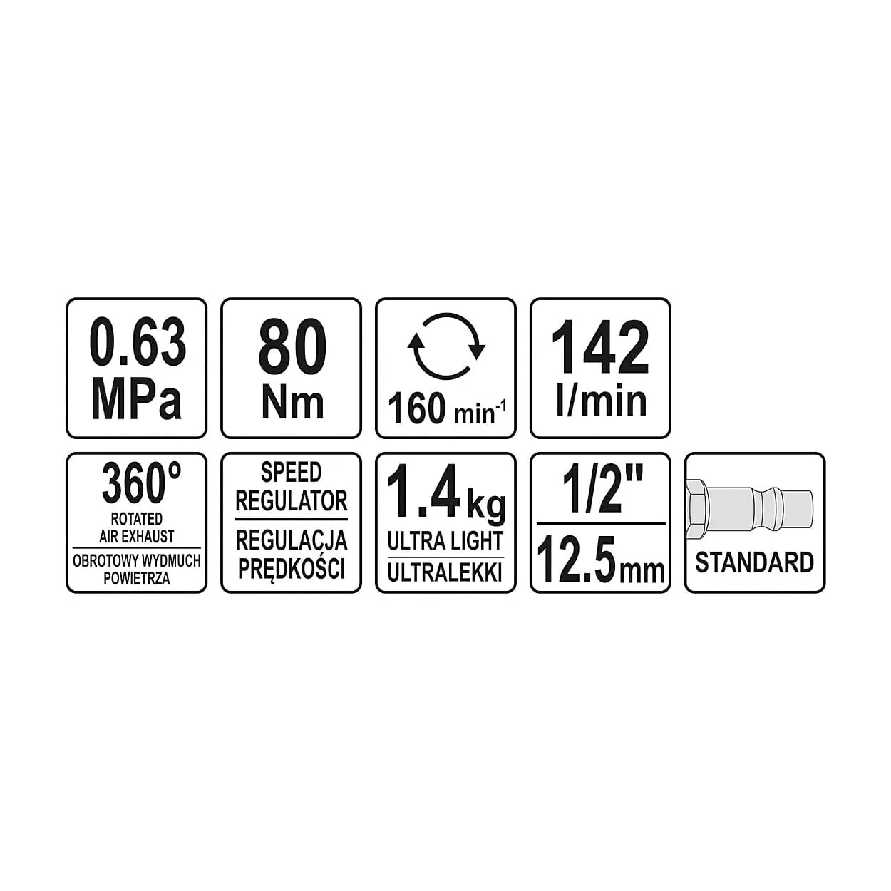 Yato 1/2 Inch Pneumatic Ratchet Composite Housing, YT-09803