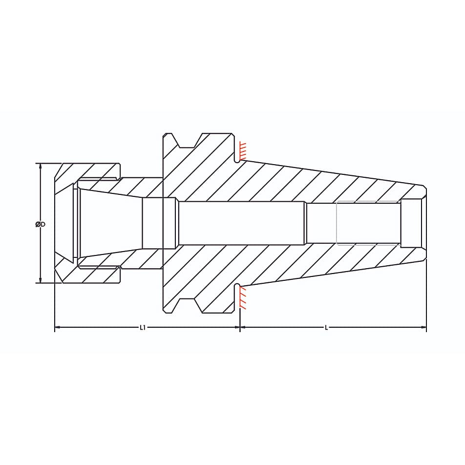 Tooltech BT-40 / 63 mm Dia. Collet Chuck Adapter For ER Collet - UM (Round Type)