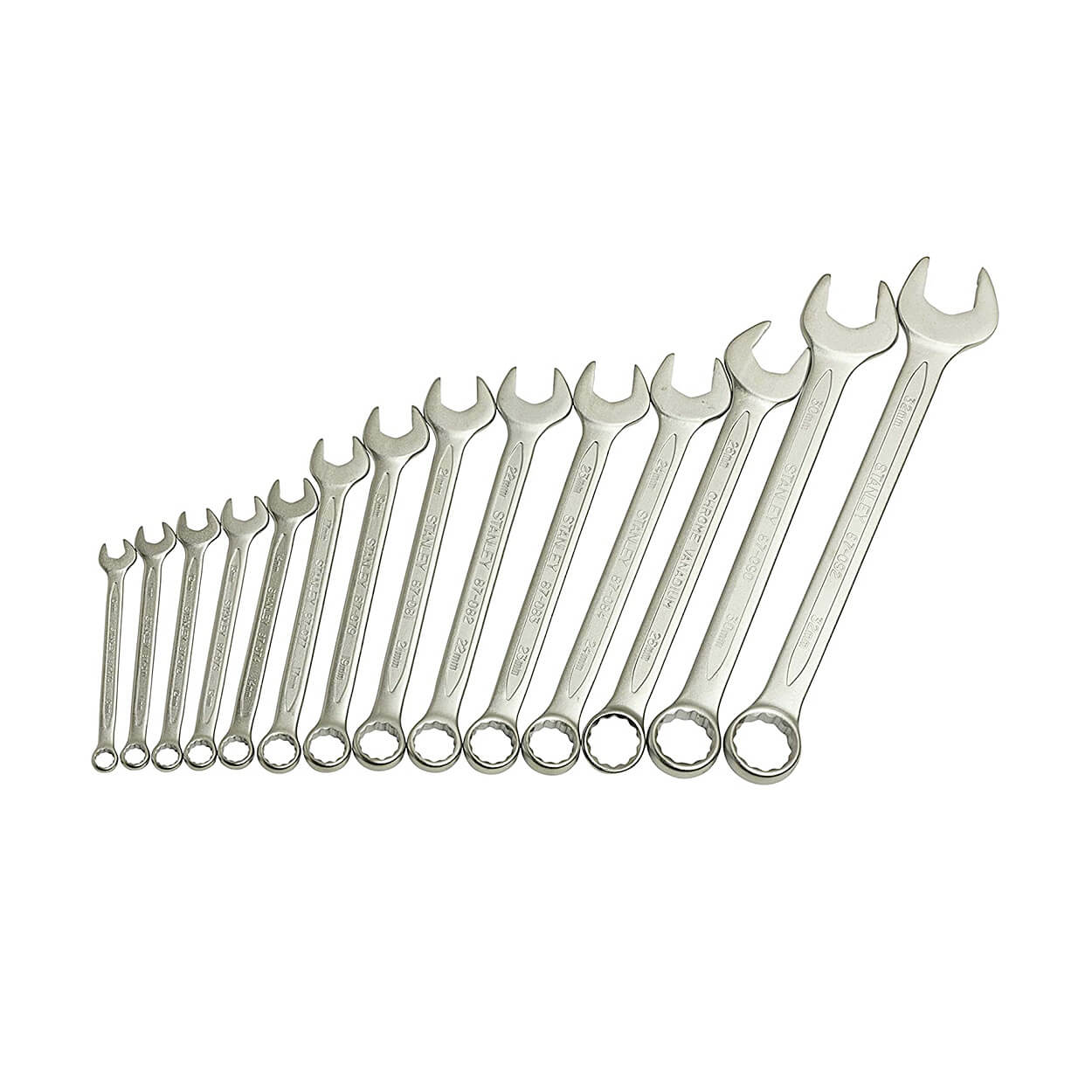 Stanley 14 Pcs, 10 mm - 32 mm Chrome Vanadium Steel Slimline Metric Combination Spanner Set, 1-87-038
