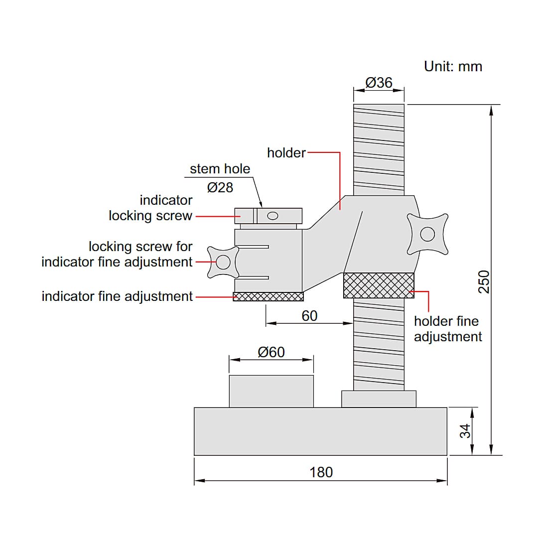 Insize 100 mm Dial Indicator Stand, 6845-100