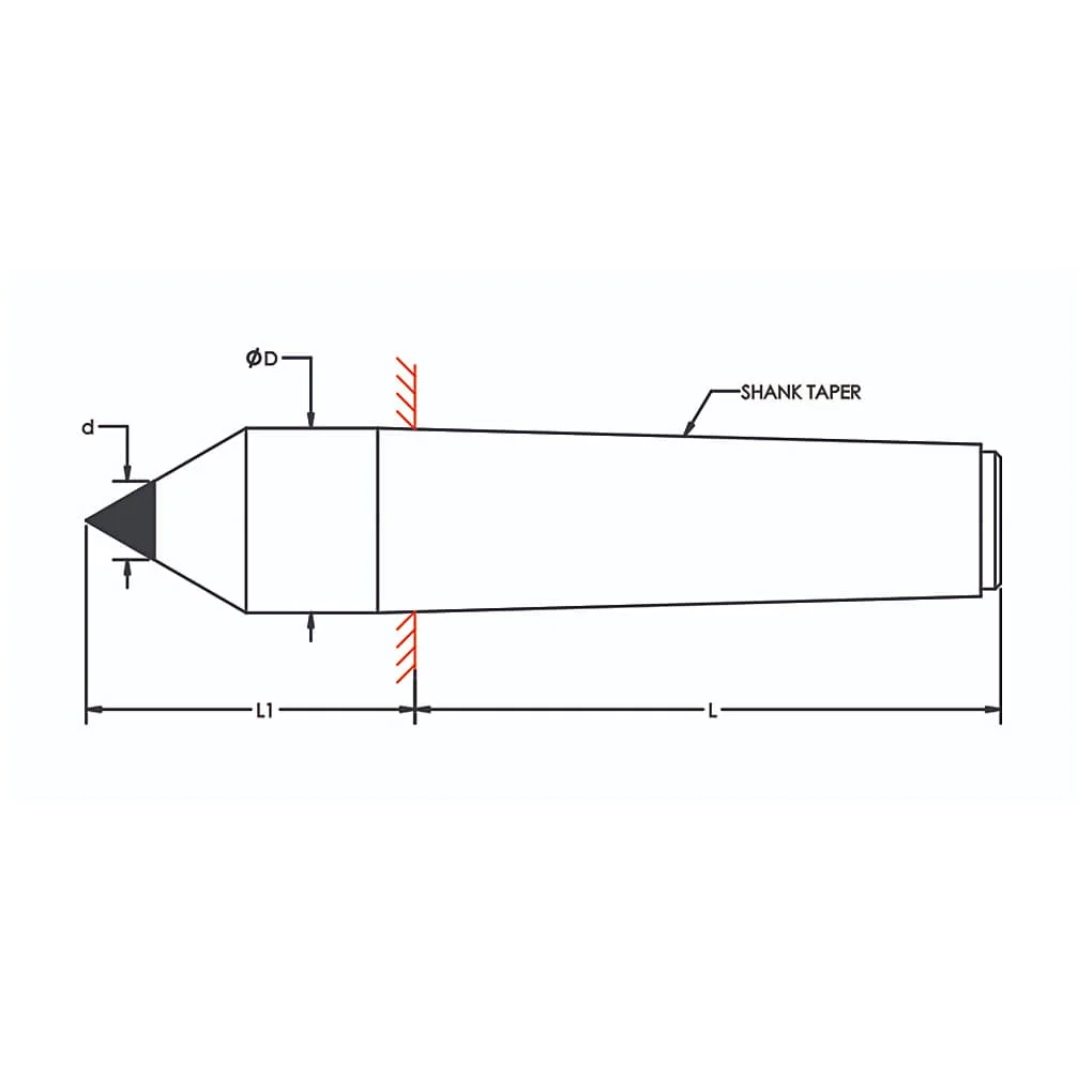 Tooltech MT-1 / 5 mm Tip Diameter Carbide Tipped Dead Centre