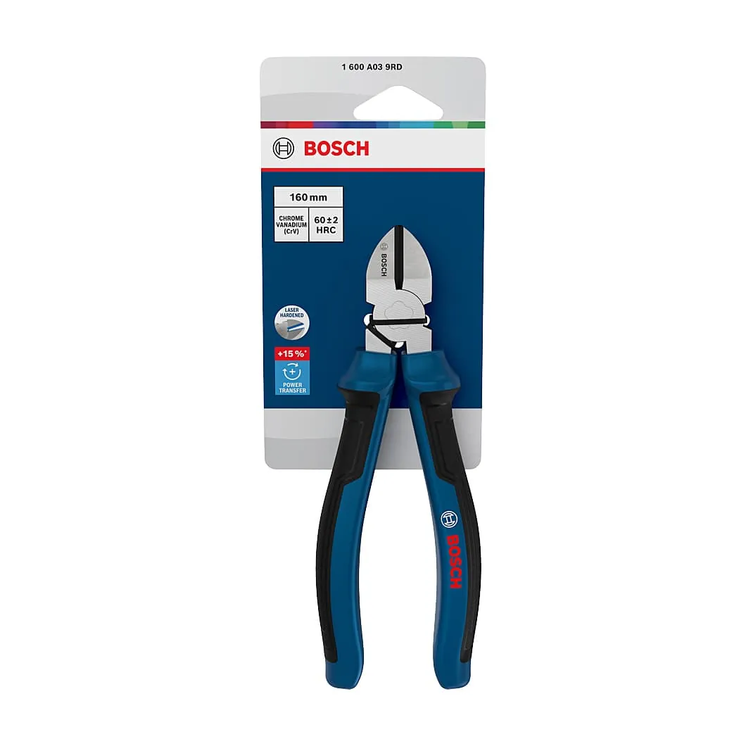 Bosch 160 mm / 6 inch Diagonal Side Cutting Plier with Multi-component Handle, 1 600 A03 9RD