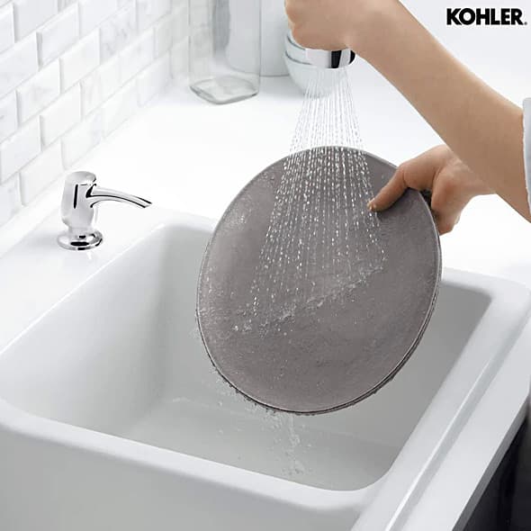 Kohler Mazz 2-Hole Kitchen Faucet With 15-1/2" Pulldown Spout & Soap Dispenser In Polished Chrome Finish, K-72511IN-SD-CP
