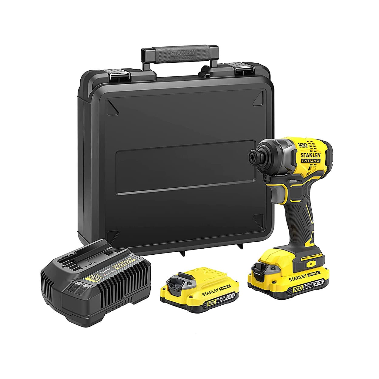 Stanley 20V / 2.0 Ah Li-ion Cordless Brushless Impact Driver With 2 Batteries & Charger (FATMAX), SBI810D2K