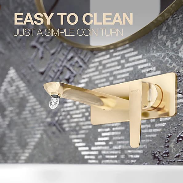 Kohler Aleo+ Single Control Wall Mount Basin / Lavatory Faucet In French Gold Finish, K-5684IN-4ND-AF