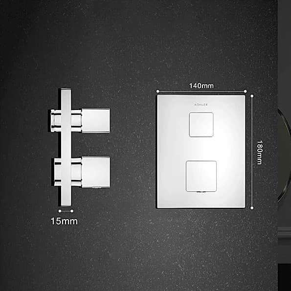 Kohler Autosense 235+ Geometric Thermostatic Recessed Bath & Shower Square Trim In Polished Chrome Finish, K-20742IN-9FP-CP
