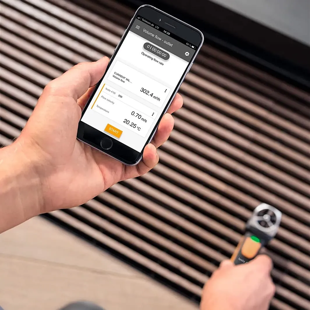 Testo 0.4 - 30 m/s Vane Anemometer with Smartphone Operation, Testo 410i